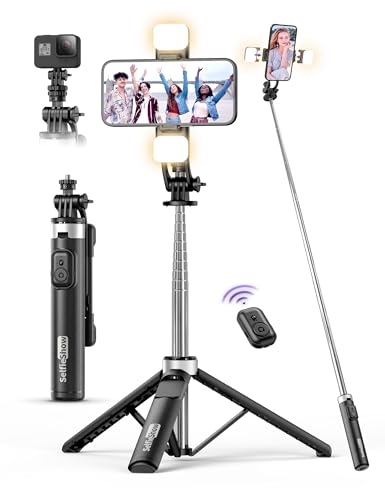 135CM Selfie Stick mit 2 Fülllicht, All-in-1...