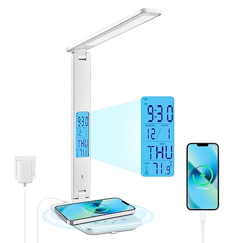 Schreibtischlampe LED Dimmable mit Uhr Desk...