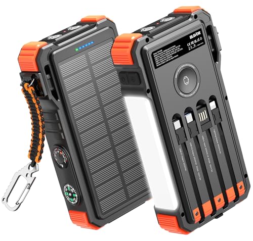 BLAVOR Solar Power Bank 20000mAh mit Kable,...